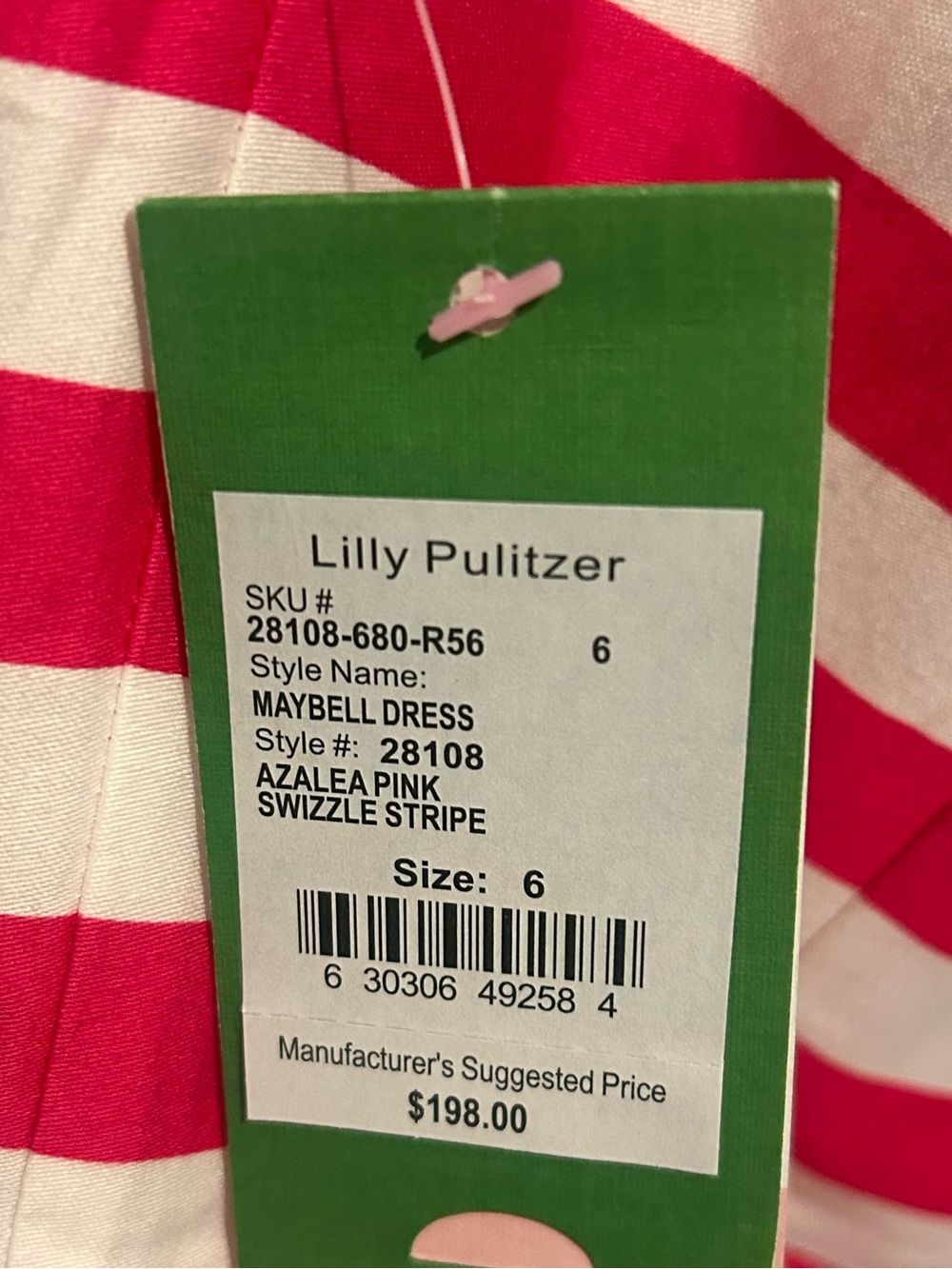 NWT Lilly Pulitzer Maybell Dress Azalea Pink Stripe Sz6 Strapless Peplum Ruffle - Picture 6 of 8